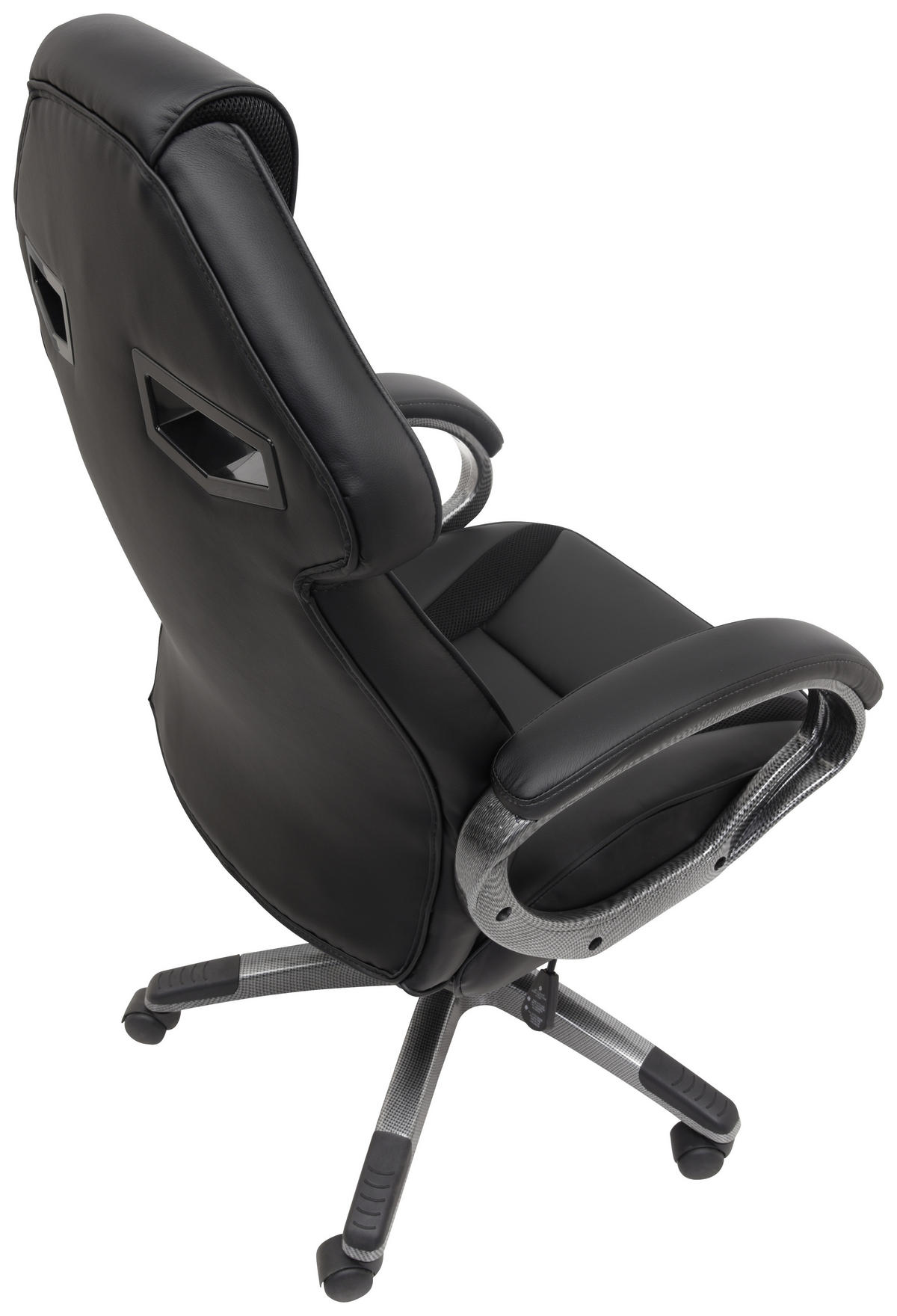 GAMINGSTUHL  in Lederlook, Netzbespannung Grau, Schwarz  - Schwarz/Grau, Design, Kunststoff/Textil (65/117-127/72cm) - Xora