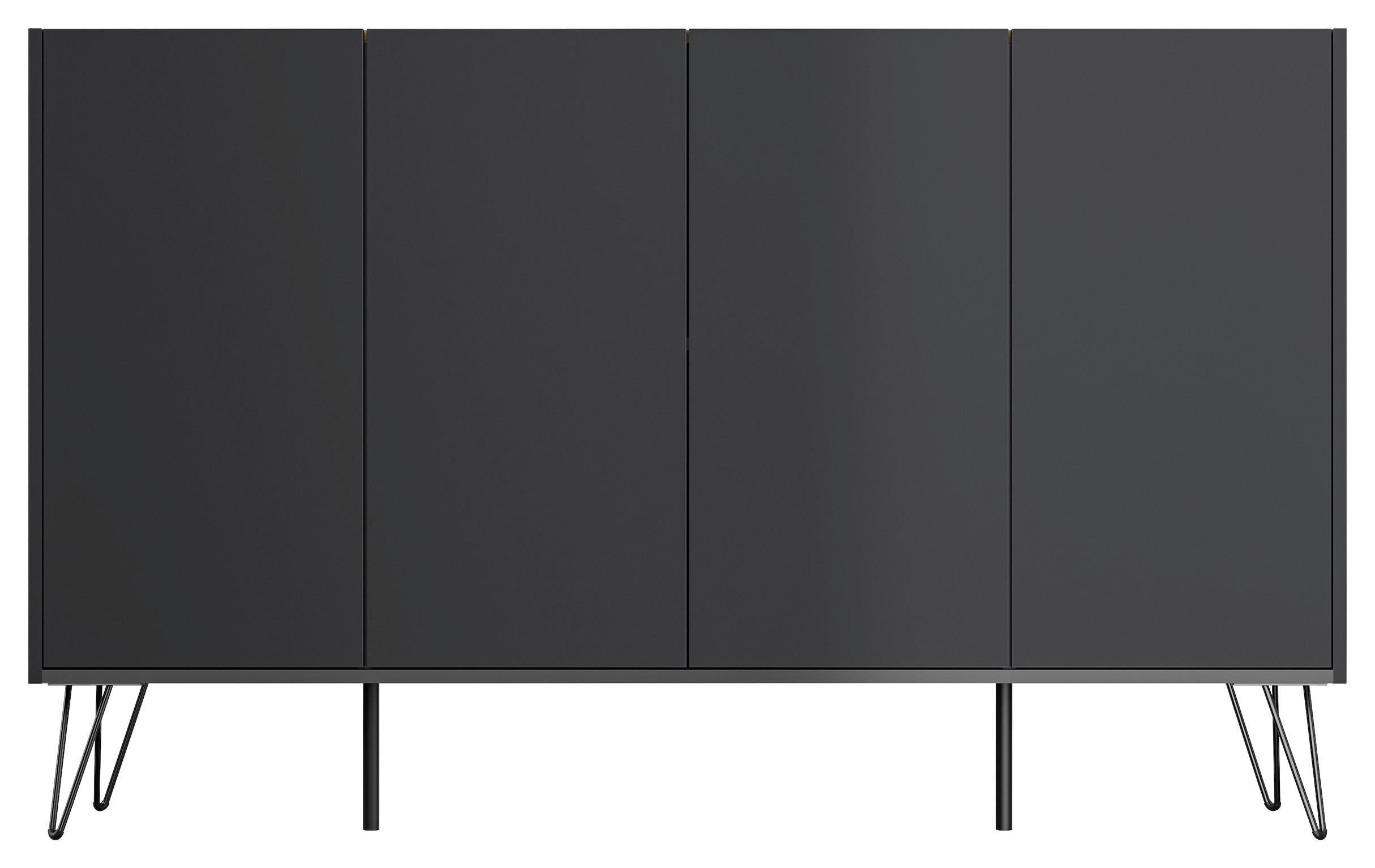 SIDEBOARD Posseik Industrial 155/93,6/42 cm  - Eichefarben/Graphitfarben, Design, Holzwerkstoff/Metall (155/93,6/42cm) - P & B