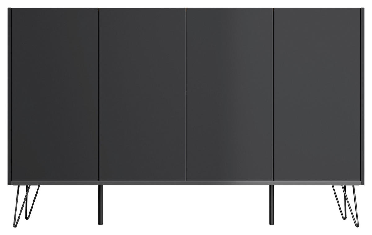 SIDEBOARD Posseik Industrial 155/93,6/42 cm  - Eichefarben/Graphitfarben, Design, Holzwerkstoff/Metall (155/93,6/42cm) - P & B