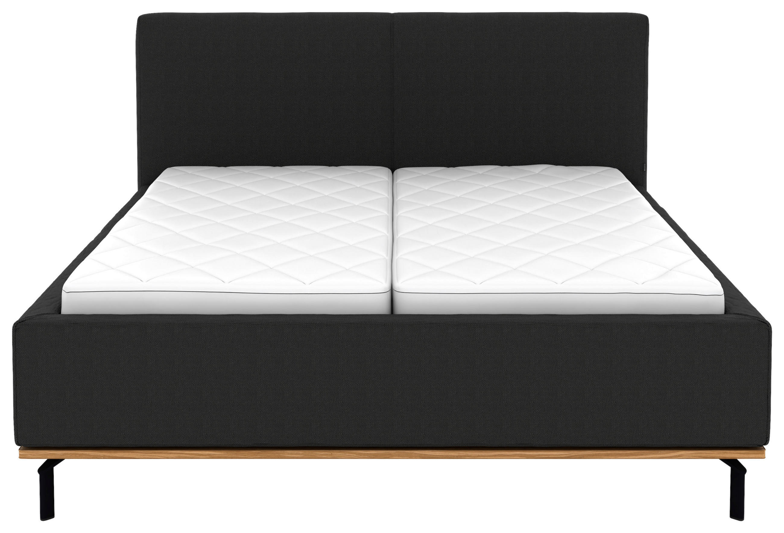 Thumbnail - Musterring Polsterbett, Anthrazit, Textil, Birke, Buche, massiv, H2, Höhe ca. 20 cm, 180x200 cm, Reach, atmungsaktiv,in ...