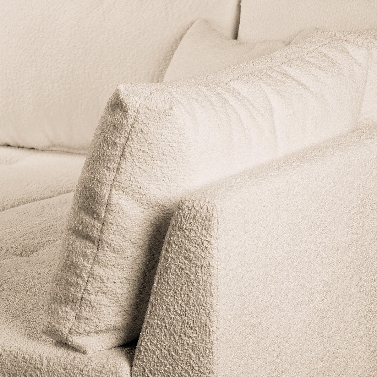 ECKSOFA Ariella Weiß Bouclé  - Naturfarben/Weiß, Design, Holz/Textil (231/161cm) - Livetastic
