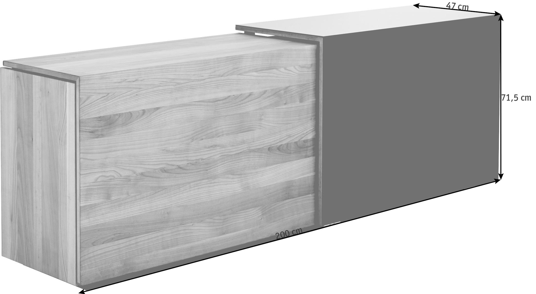 SIDEBOARD  in 200/71,5/47 cm  - Kirschbaumfarben/Schwarz, Design, Glas/Holz (200/71,5/47cm) - Team 7
