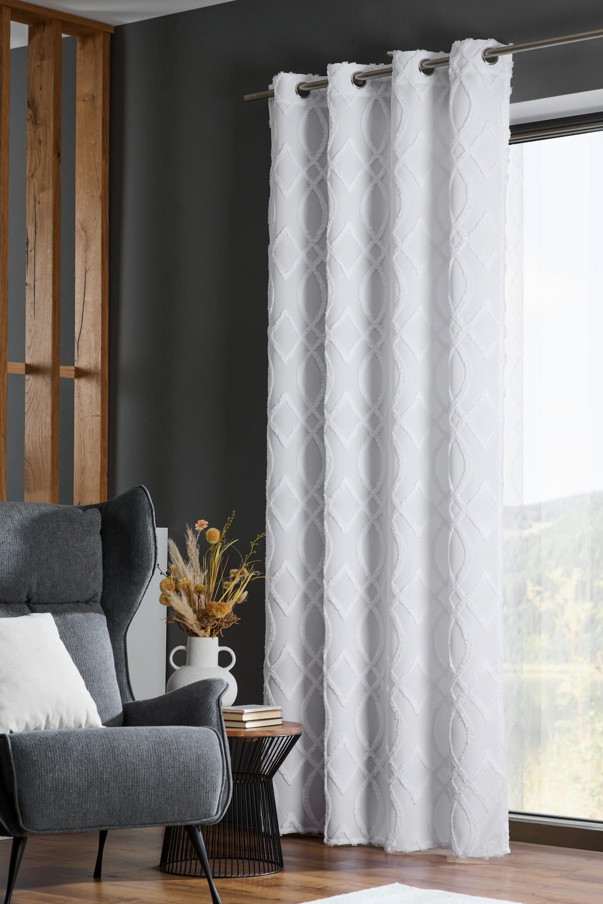 ZÁVES S OČKAMI, nepriehľadné, 140/245 cm - biela, Trend, textil (140/245cm) - Esposa