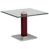 BEISTELLTISCH 60/60/46-65 cm Edelstahlfarben, Weinrot quadratisch  - Edelstahlfarben/Weinrot, Design, Glas/Kunststoff (60/60/46-65cm)