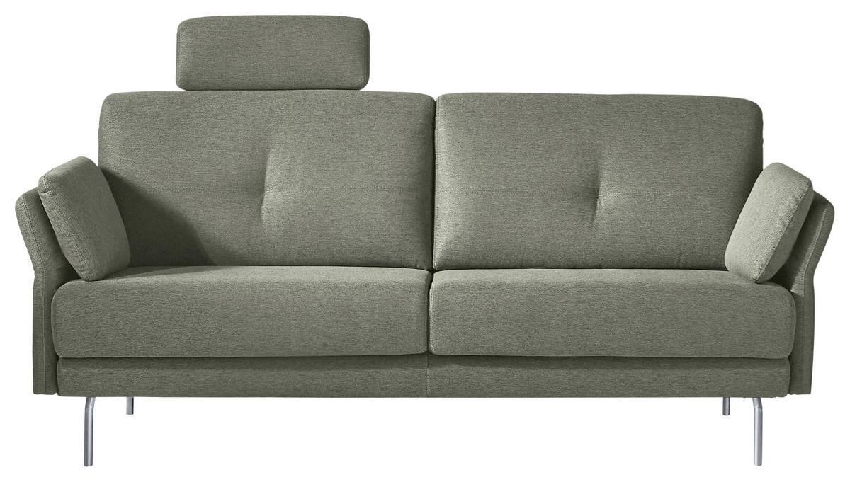 2,5-SITZER Olivgrün  - Chromfarben/Olivgrün, Konventionell, Textil/Metall (195/217/82/84cm) - Horst AG