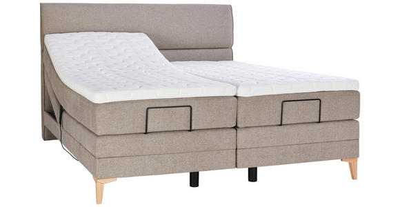 BOXSPRINGBETT 180/200 cm in Hellbraun - Hellbraun/Eichefarben, KONVENTIONELL, Holz/Textil (180/200cm) - Voleo