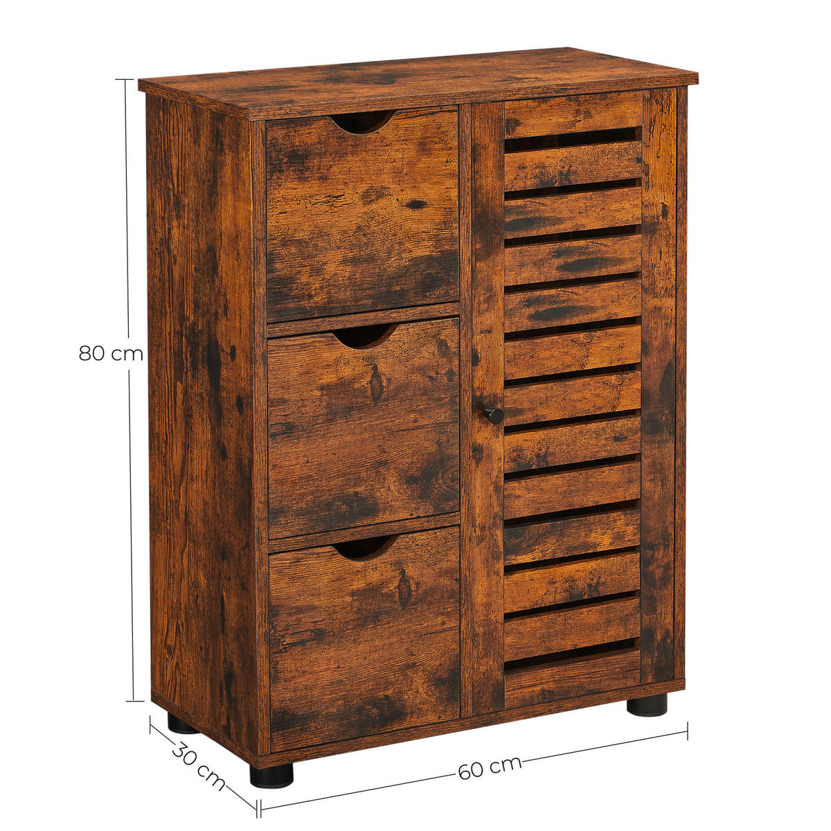 MIDISCHRANK 60/80/30 cm  - Schwarz/Braun, Trend, Holzwerkstoff/Kunststoff (60/80/30cm) - MID.YOU