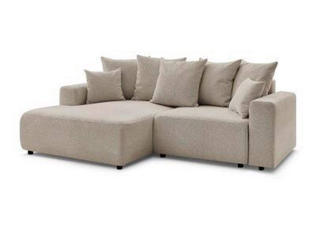 ECKSOFA Ottomane links  ATILLA Taupe Flachgewebe  - Taupe/Schwarz, MODERN, Kunststoff/Textil (149/244cm)