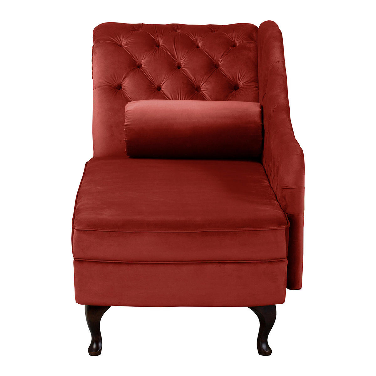 RÉCAMIERE Samt Bordeaux  - Bordeaux/Braun, Design, Holz/Textil (185/93/75cm) - Livetastic