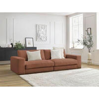 3-SITZER-SOFA LEONARD Cord Orange  - Schwarz/Orange, MODERN, Kunststoff/Textil (234/77/109cm)