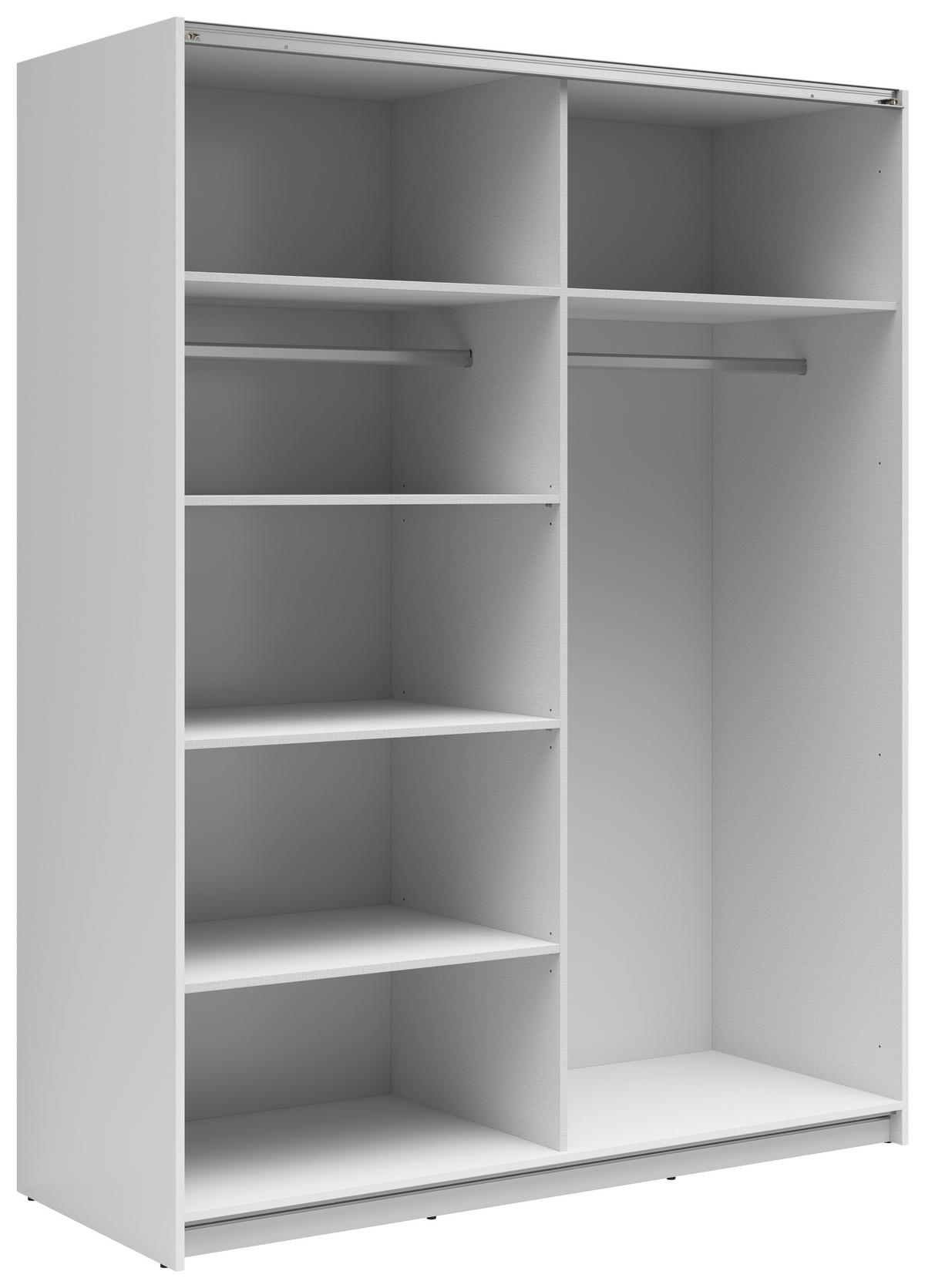 SCHWEBETÜRENSCHRANK 153,5/195,5/60 cm 2-türig Klar, Weiß Hochglanz  - Klar/Weiß Hochglanz, MODERN, Glas/Holzwerkstoff (153,5/195,5/60cm) - MID.YOU