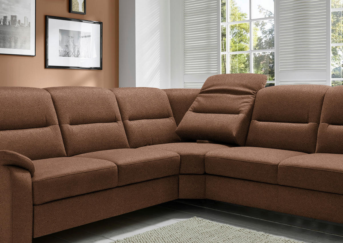 ECKSOFA in Mikrofaser Hellbraun  - Hellbraun/Schwarz, Konventionell, Holz/Textil (245/303cm) - Beldomo Comfort