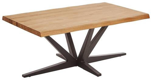COUCHTISCH Eiche massiv rechteckig Schwarz, Eichefarben - Eichefarben/Schwarz, Natur, Holz/Metall (110/70/45cm) - Linea Natura
