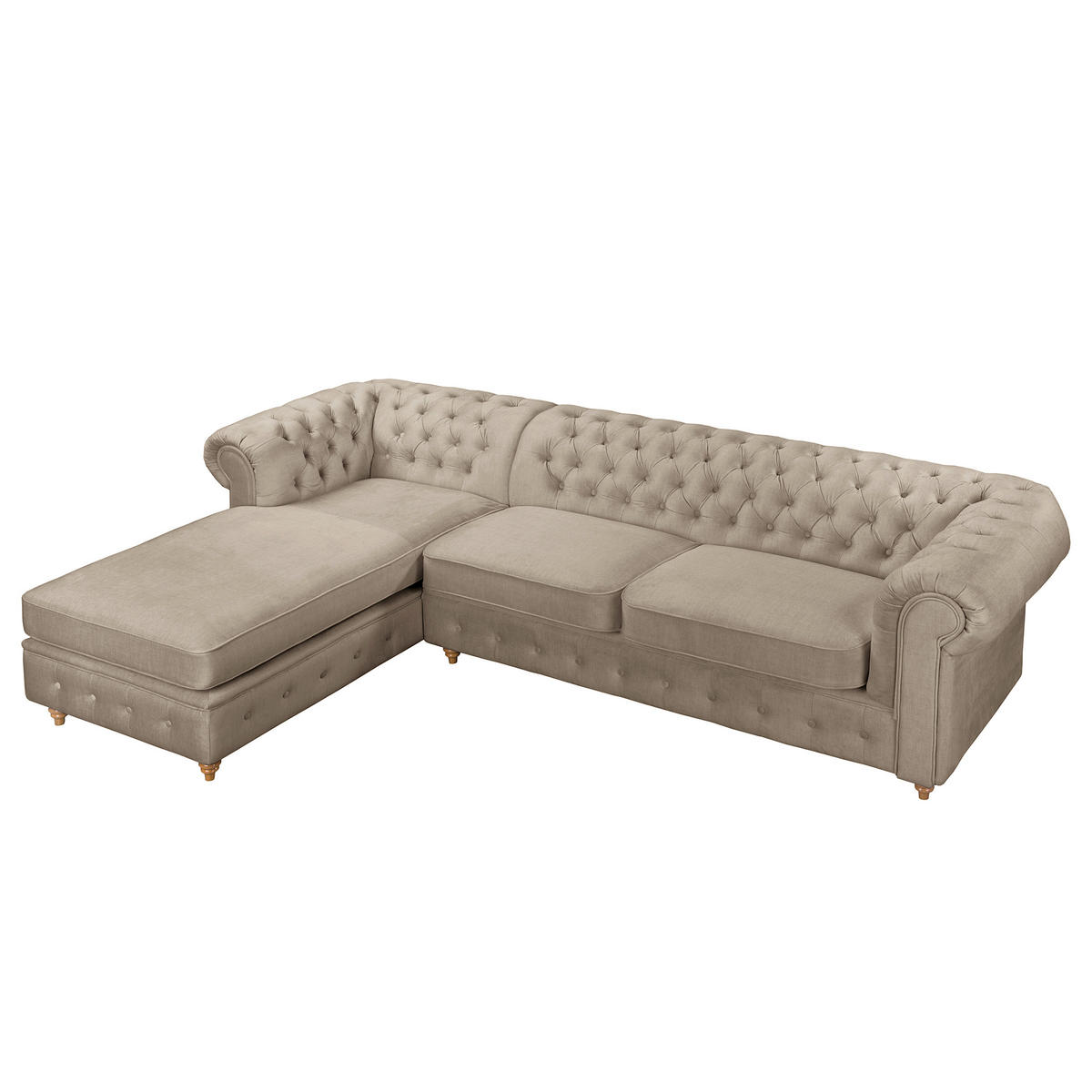 ECKSOFA Laura Taupe Mikrofaser  - Taupe/Creme, Design, Holz/Textil (182/284cm) - P & B