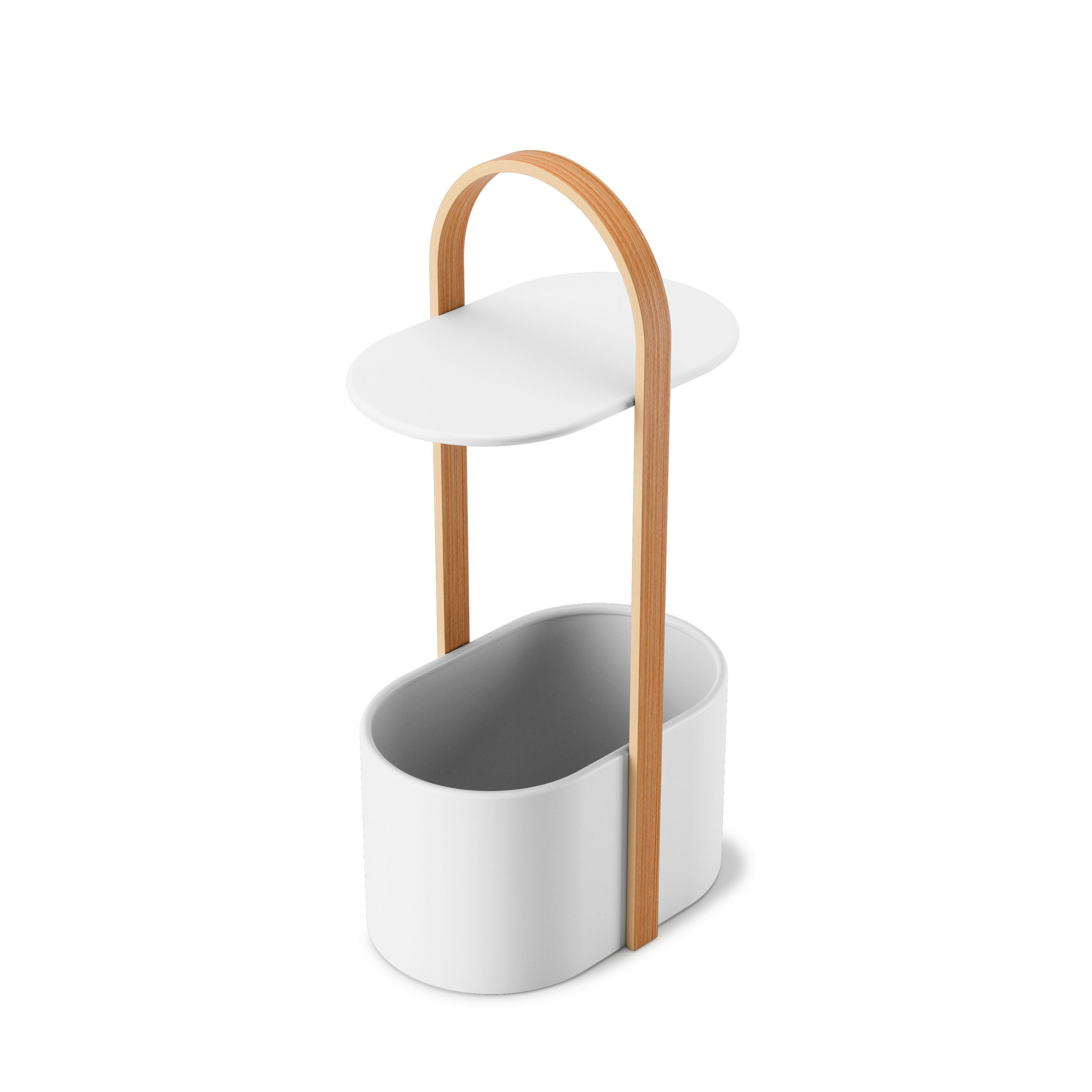 SIDOBORD i trä, metall  - vit/bokfärgad, Basics, metall/trä (24/69/35cm) - Umbra