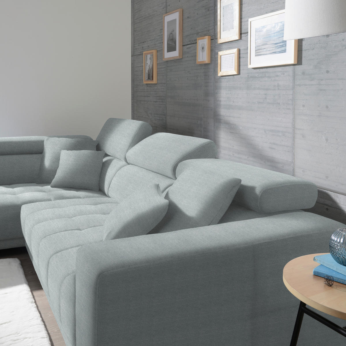 ECKSOFA in Mikrofaser Platinfarben  - Platinfarben/Chromfarben, Design, Textil/Metall (207/301cm) - Xora
