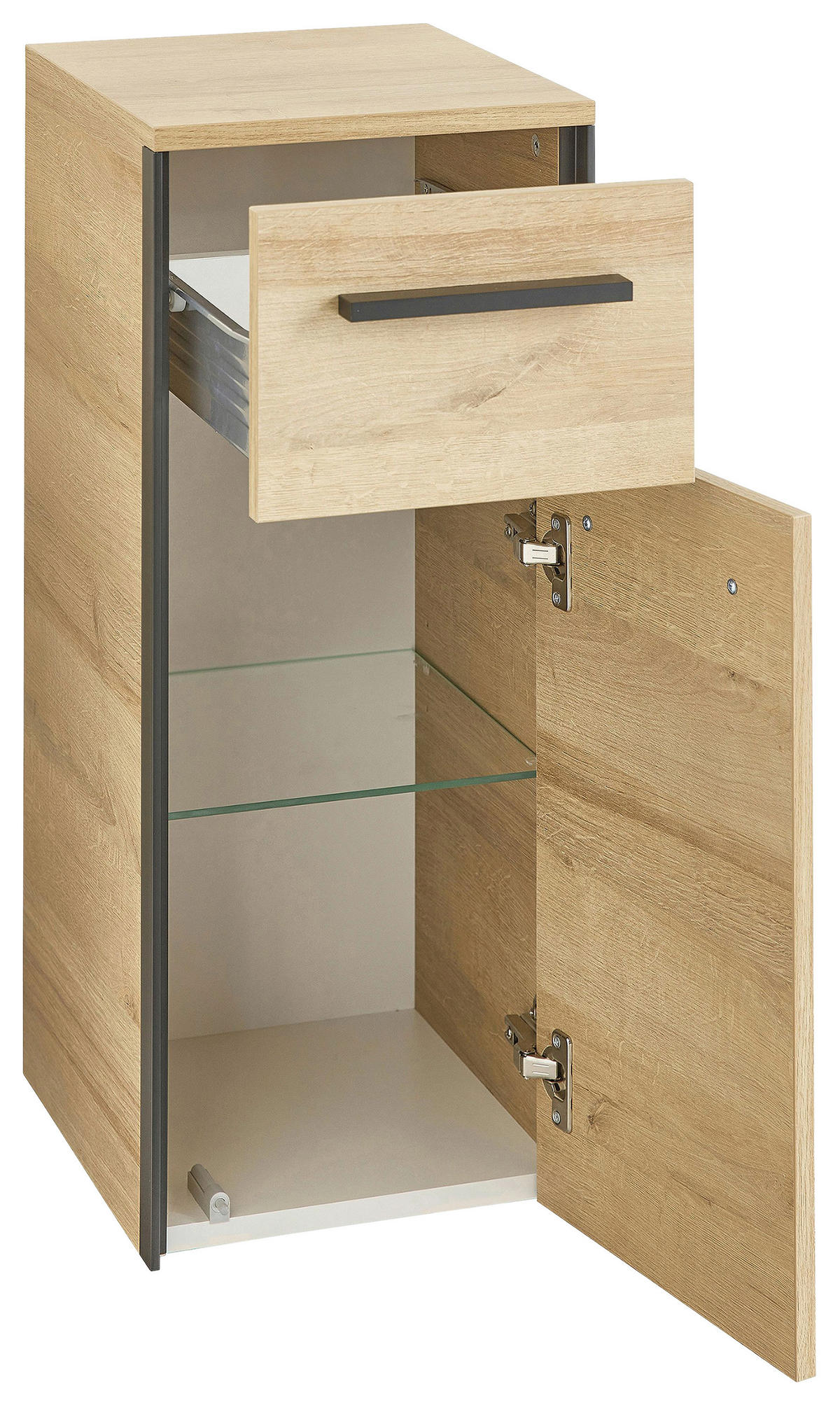 UNTERSCHRANK 30/72/33 cm   - Eichefarben/Schwarz, Natur, Glas/Holzwerkstoff (30/72/33cm) - Xora