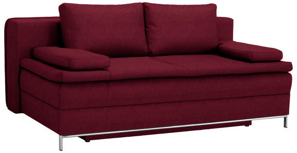 BOXSPRINGSOFA Webstoff Bordeaux  - Chromfarben/Bordeaux, Design, Textil/Metall (200/93/107cm) - Novel