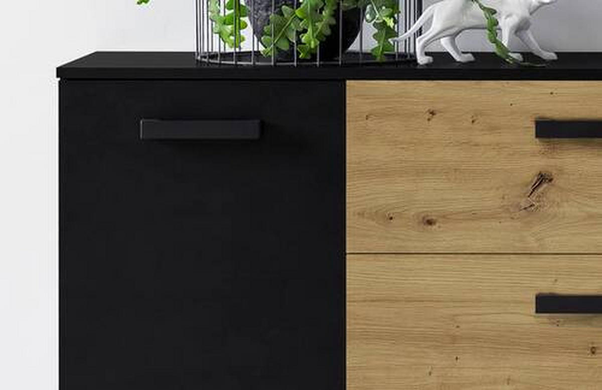 SIDEBOARD  in 150/78,9/38,5 cm  - Schwarz/Eiche Artisan, KONVENTIONELL, Holzwerkstoff/Kunststoff (150/78,9/38,5cm) - Carryhome