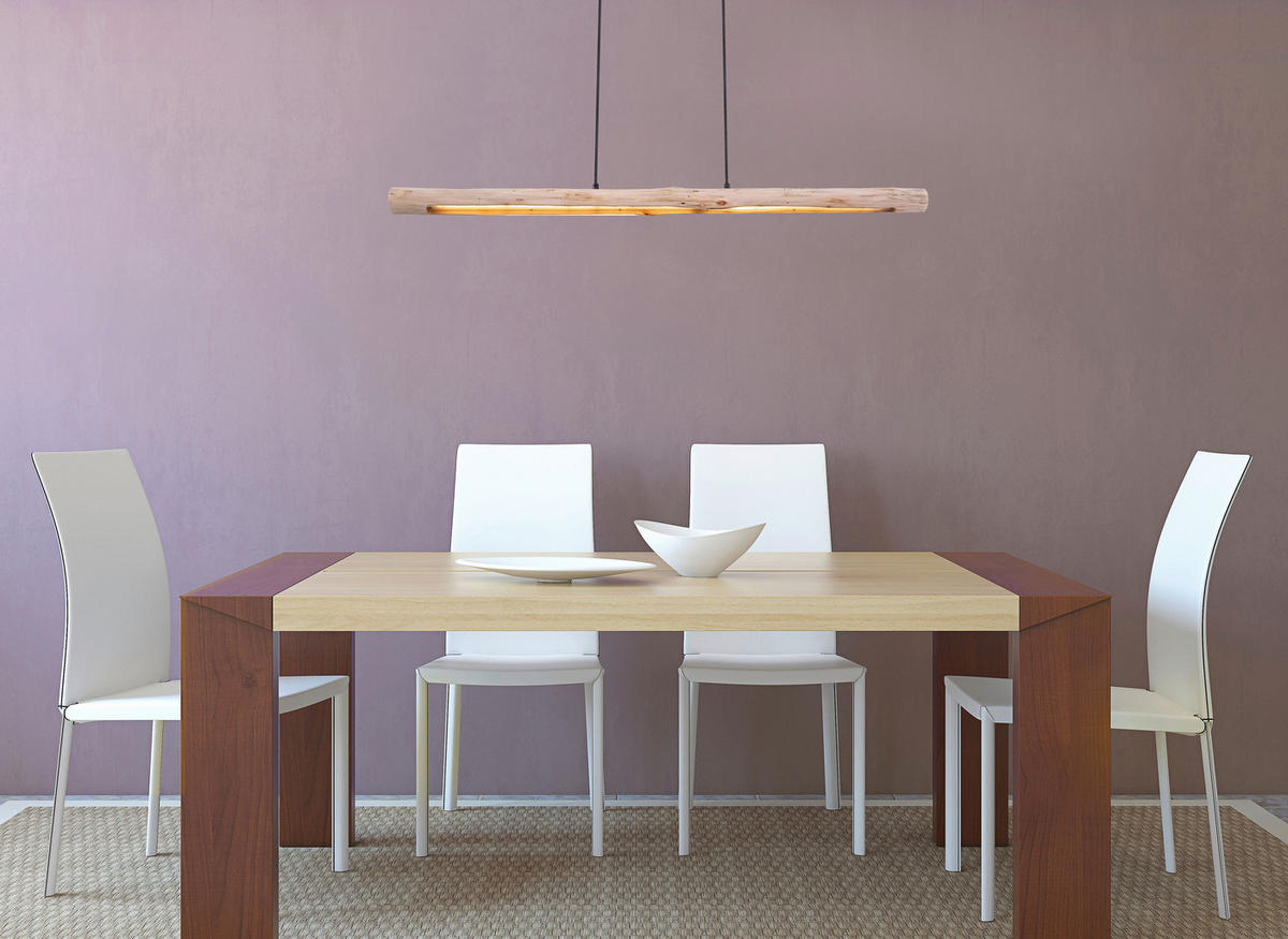 LED-HÄNGELEUCHTE 120/8/150 cm  - Schwarz/Naturfarben, Design, Holz/Holzwerkstoff (120/8/150cm) - Novel