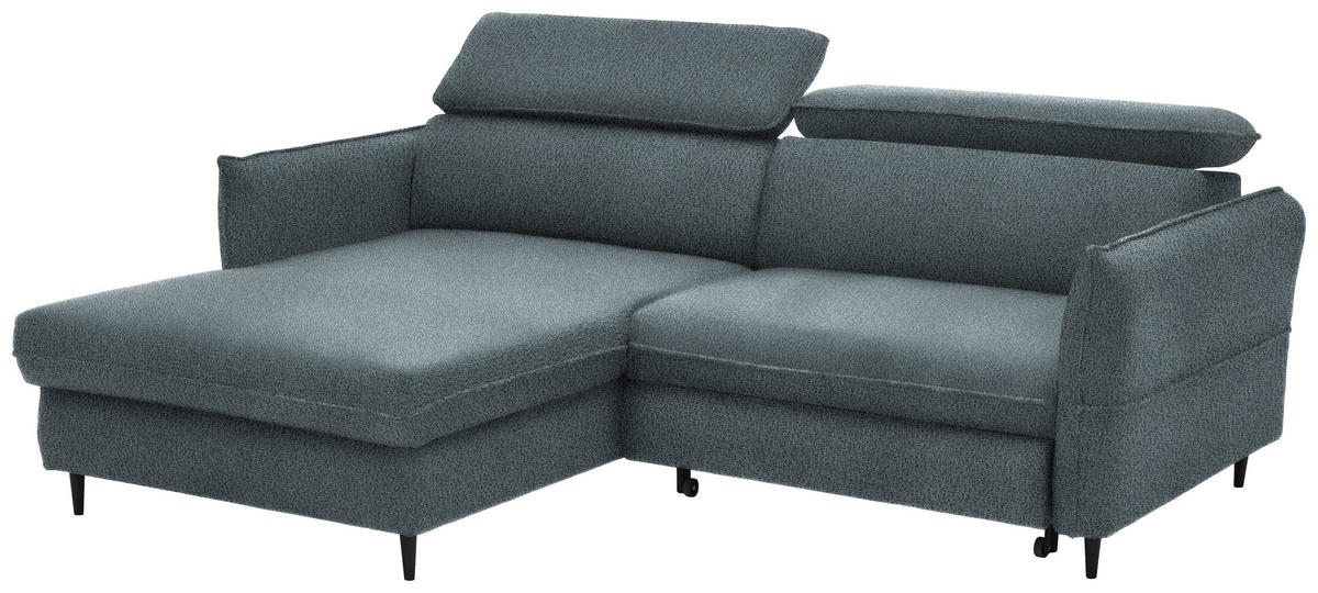ECKSOFA in Flachgewebe Graublau  - Graublau/Schwarz, Design, Holz/Textil (185/232cm) - Stylife