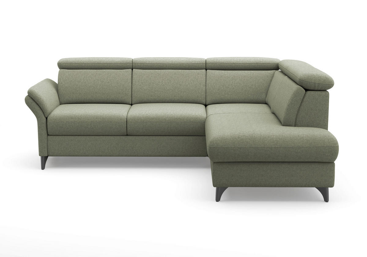 ECKSOFA Flachgewebe Olivgrün  - Schwarz/Olivgrün, Konventionell, Textil/Metall (247/193cm) - Sit & More