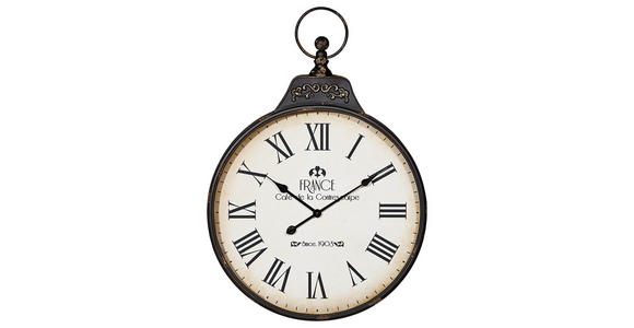 WANDUHR  Schwarz, Weiß  - Schwarz/Weiß, LIFESTYLE, Glas/Holz (60/86/6cm) - Ambia Home