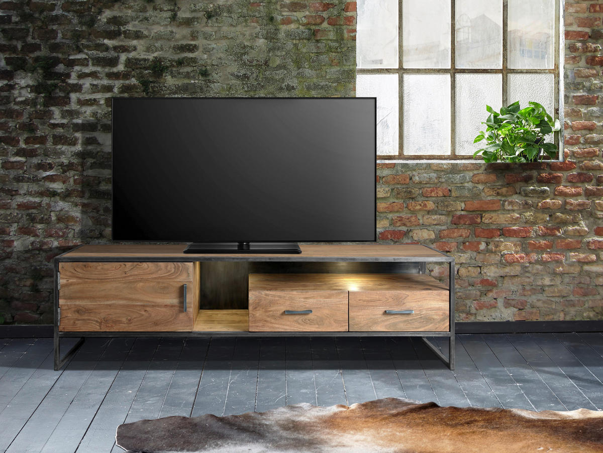 LOWBOARD  in 176/50/40 cm  - Akaziefarben, KONVENTIONELL, Holz/Metall (176/50/40cm) - Livetastic