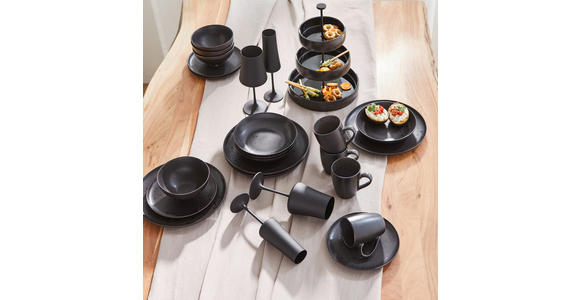 KOMBISERVICE Black Pearl 20-teilig - Schwarz, Design, Keramik - Novel