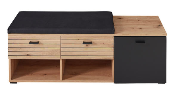 GARDEROBENBANK  in 126/47,2/37,4 cm  - Schwarz/Eiche Artisan, Design, Holzwerkstoff/Kunststoff (126/47,2/37,4cm) - Voleo