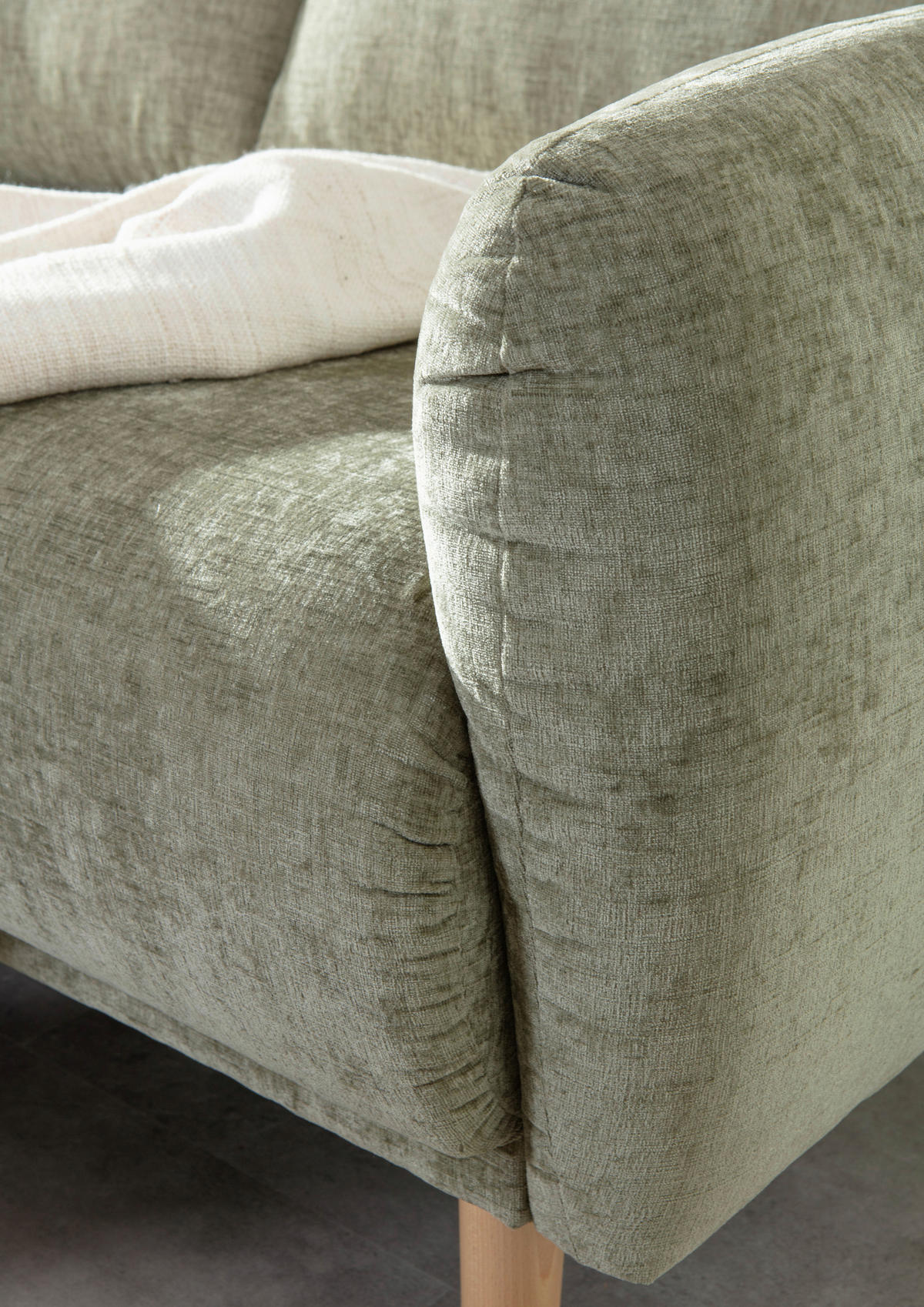 ECKSOFA Olivgrün Flachgewebe  - Buchefarben/Olivgrün, KONVENTIONELL, Holz/Textil (144/230cm) - Carryhome