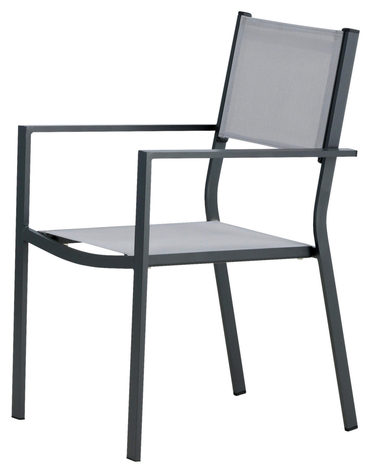 Stapelsessel 2er-Set - Schwarz/Grau, KONVENTIONELL, Textil/Metall (56,5/88/61cm) - Gardenson