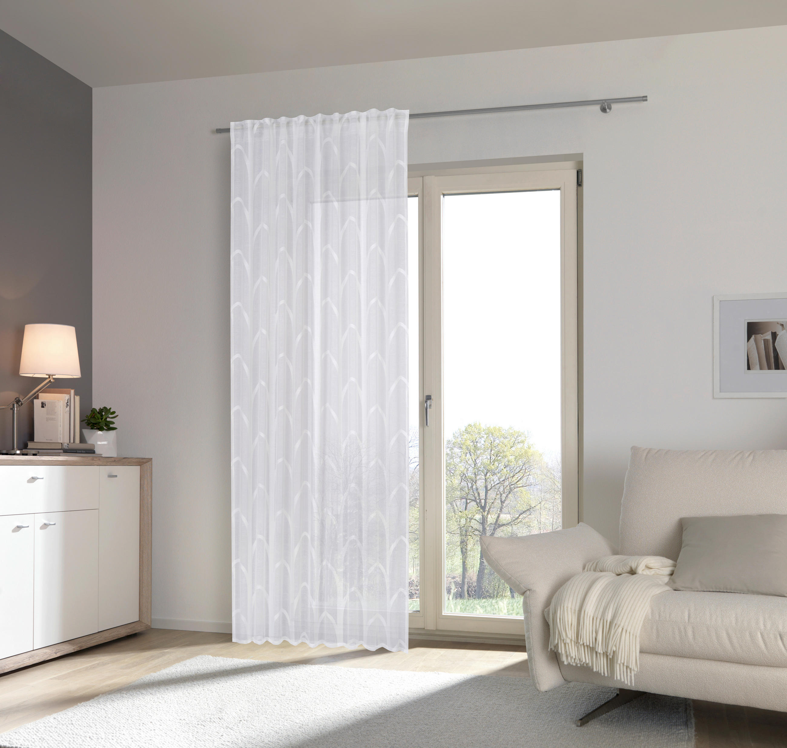 FERTIGVORHANG transparent  - Weiß, Design, Textil (140/245cm) - Esposa