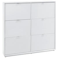 BILLENŐS CIPŐSSZEKRÉNY 127/122/18 cm  - nemesacélszínű/fehér, Design, faalapú anyag/fém (127/122/18cm) - Xora