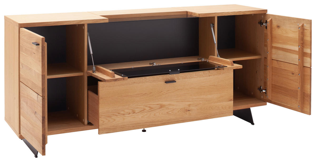 SIDEBOARD Wildeiche  190/87/44 cm  - Wildeiche/Anthrazit, Natur, Glas/Holz (190/87/44cm) - Linea Natura