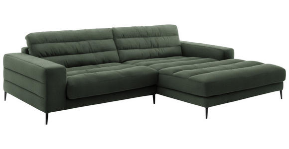 ECKSOFA in Cord Olivgrün  - Schwarz/Olivgrün, Design, Textil/Metall (296/207cm) - Dieter Knoll