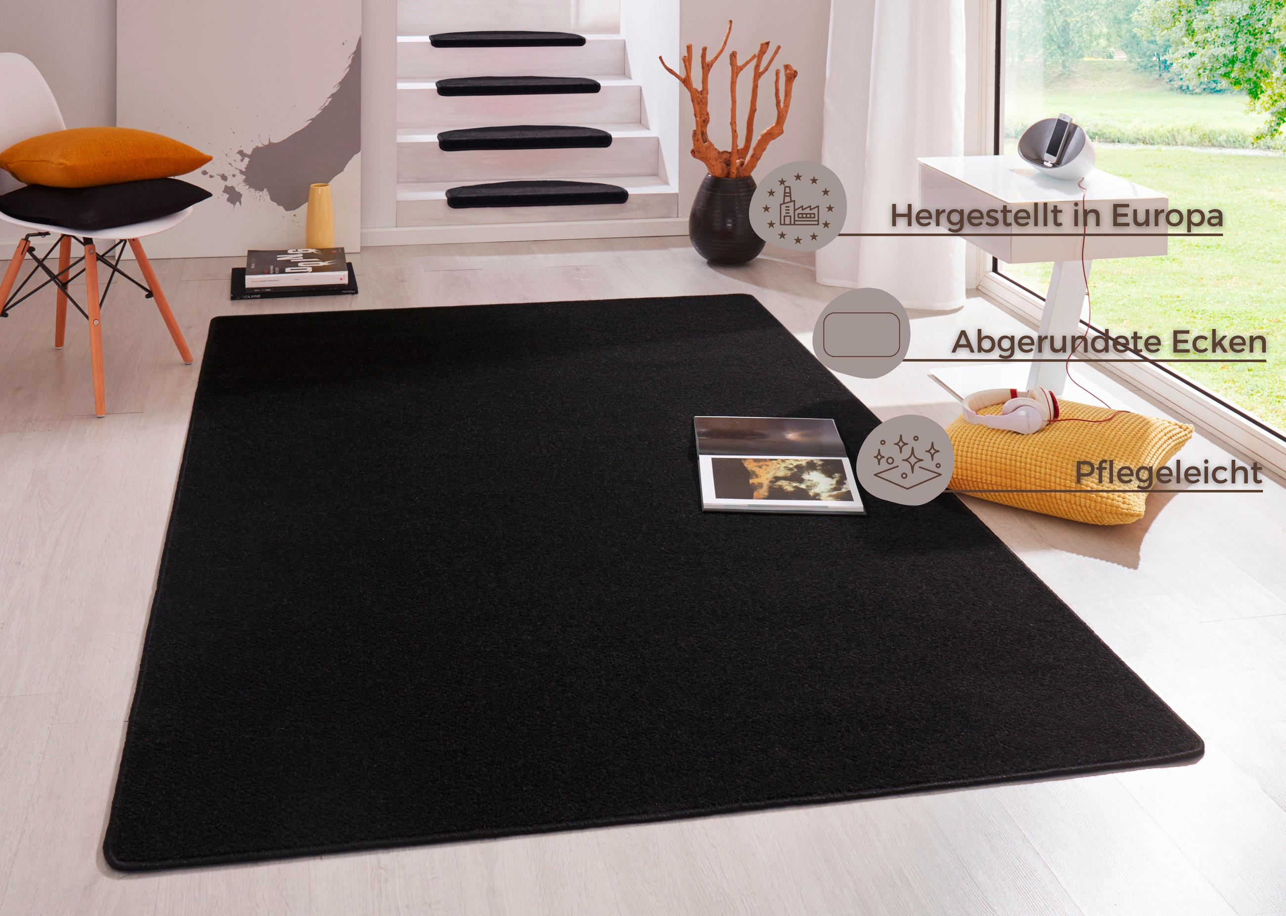 FLACHWEBETEPPICH 80/150 cm Fancy Schwarz  - Schwarz, Basics, Kunststoff (80/150cm) - Novel