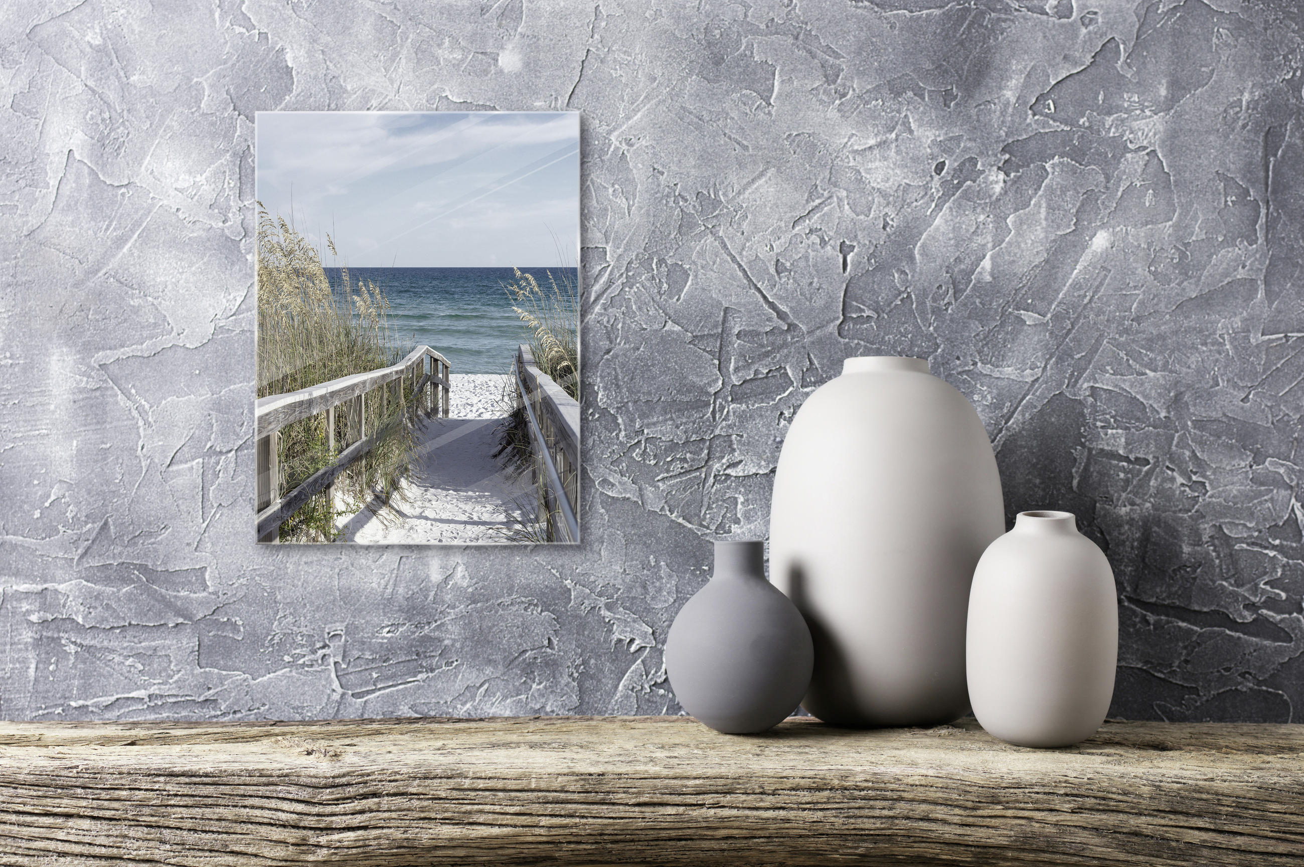GLASBILD Strand & Meer 30/40 cm  - Multicolor, Natur, Glas (30/40cm) - Euroart