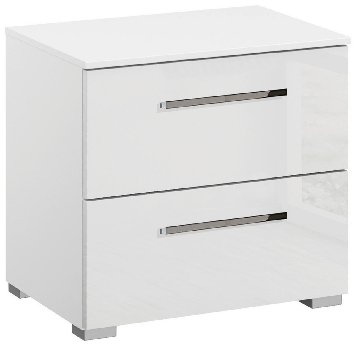 NACHTSCHRANK 50/49/42 cm  - Chromfarben/Weiß Hochglanz, Design, Holzwerkstoff/Kunststoff (50/49/42cm) - Novel