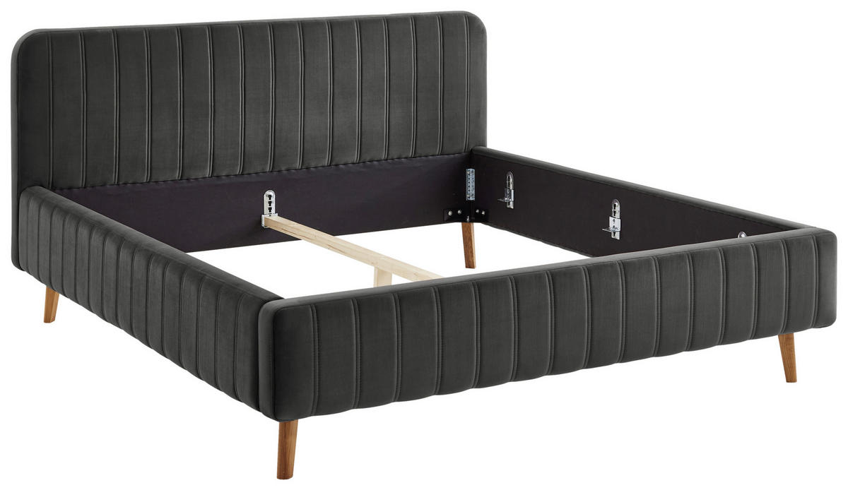 POLSTERBETT 180/200 cm,  in Anthrazit,  - Eichefarben/Anthrazit, MODERN, Holz/Textil (180/200cm) - Xora