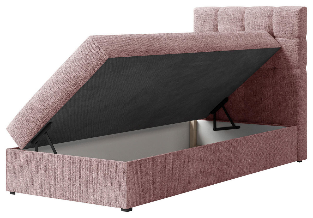 BOXBETT 90/200 cm,  in Kupferfarben, Bettkasten, Topper, H2 + H3 = mittel + fest  - Schwarz/Kupferfarben, MODERN, Holz/Kunststoff (90/200cm) - Livetastic