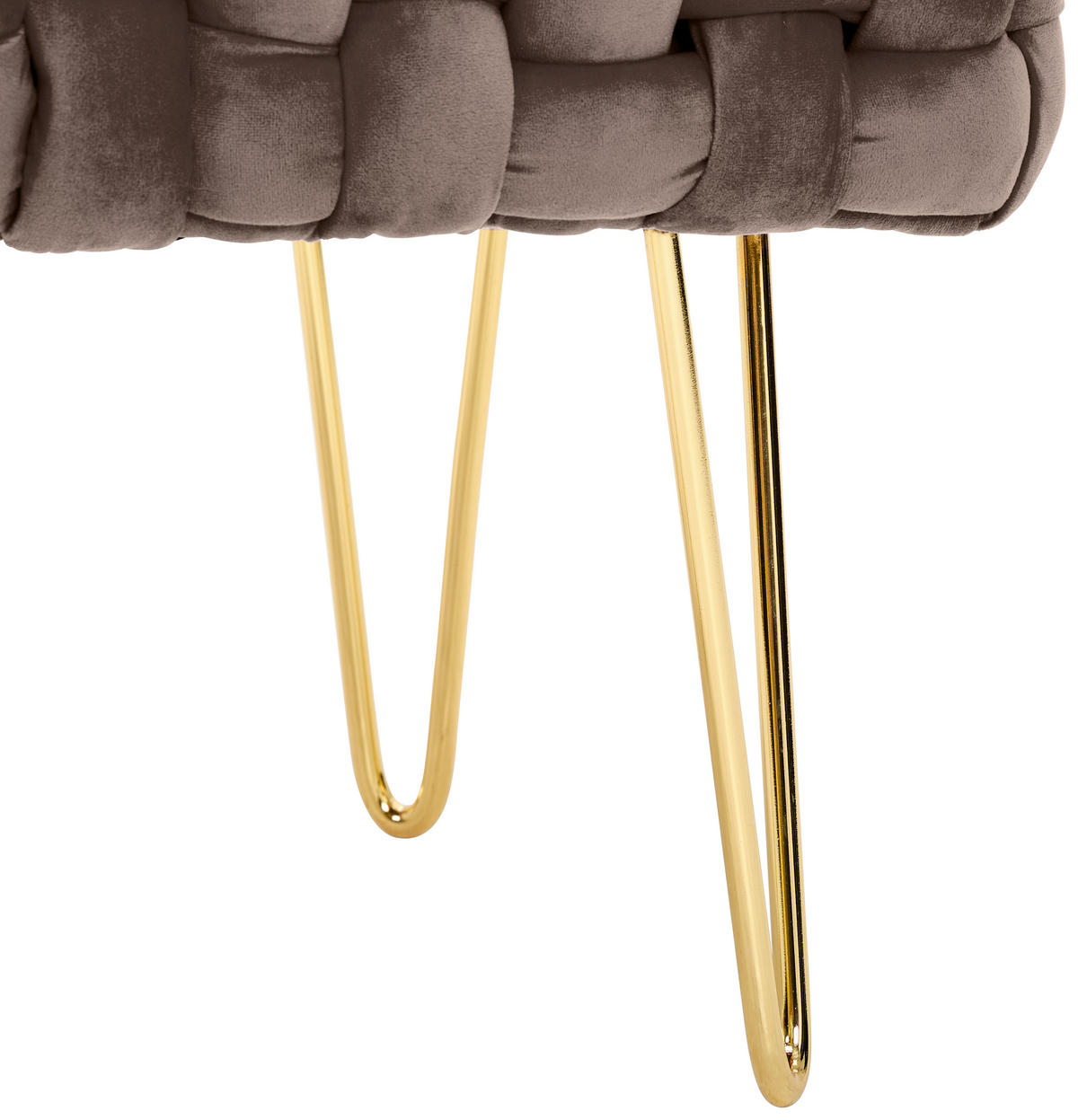 HOCKER Samt Grau, Goldfarben  - Goldfarben/Grau, Trend, Textil/Metall (44/41/44cm) - Xora