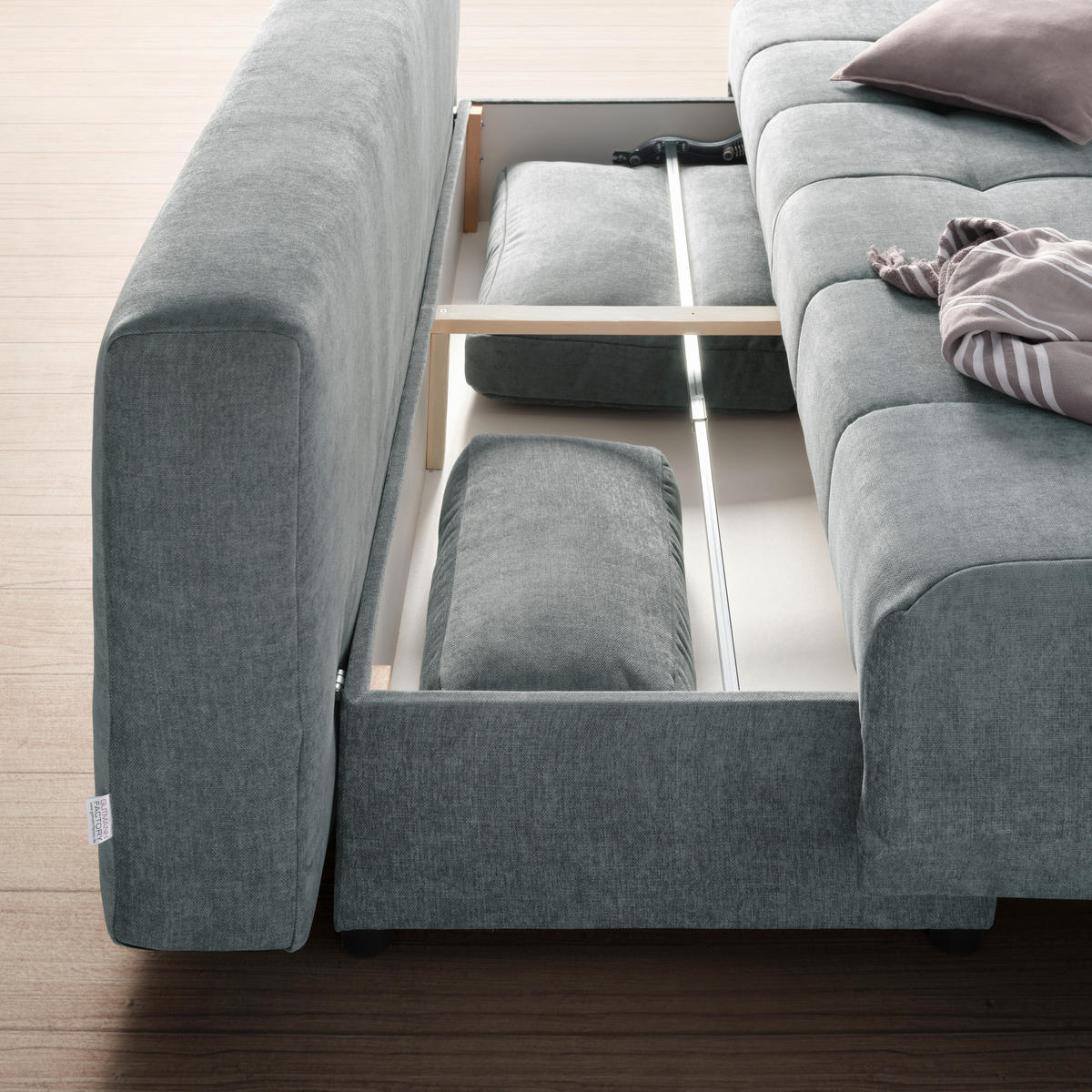 BÄDDSOFFA i flatväv blå  - ljusblå/blå, Modern, textil (195/77/100cm) - MID.YOU