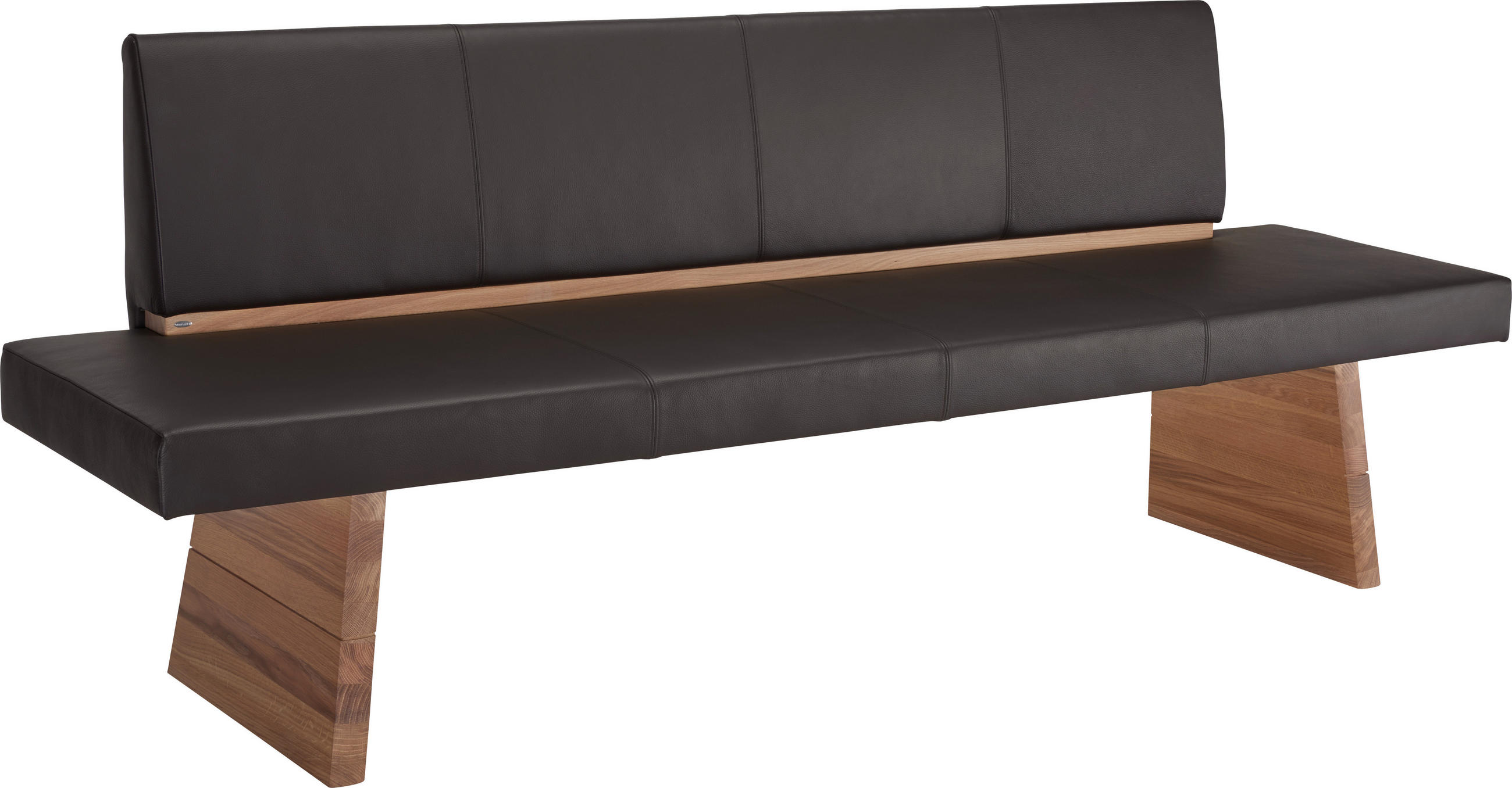 SITZBANK 230/88/58,7 cm Echtleder Eichefarben, Dunkelbraun Wildeiche massiv Holz  - Eichefarben/Dunkelbraun, KONVENTIONELL, Leder/Holz (230/88/58,7cm) - Voglauer