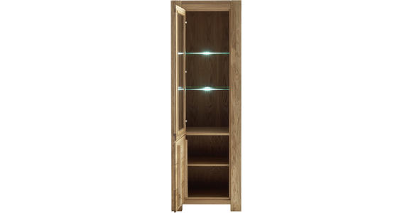 VITRINE in massiv Wildeiche Wildeiche - Wildeiche/Schwarz, Natur, Glas/Holz (65/199/45cm) - Carryhome