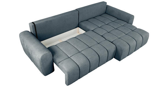 ECKSOFA  in Velours Blau  - Blau/Schwarz, KONVENTIONELL, Kunststoff/Textil (298/168cm) - Carryhome