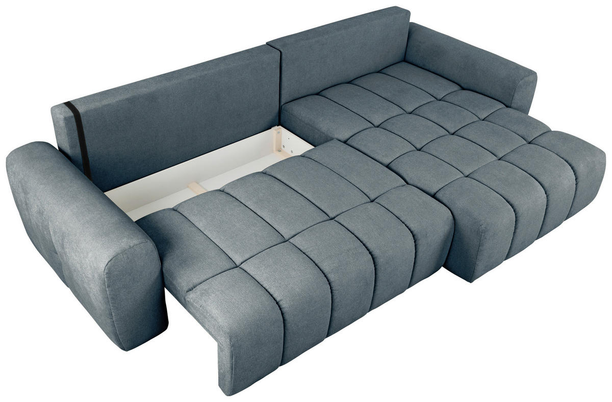 ECKSOFA in Velours Blau  - Blau/Schwarz, Konventionell, Kunststoff/Textil (298/168cm) - Carryhome