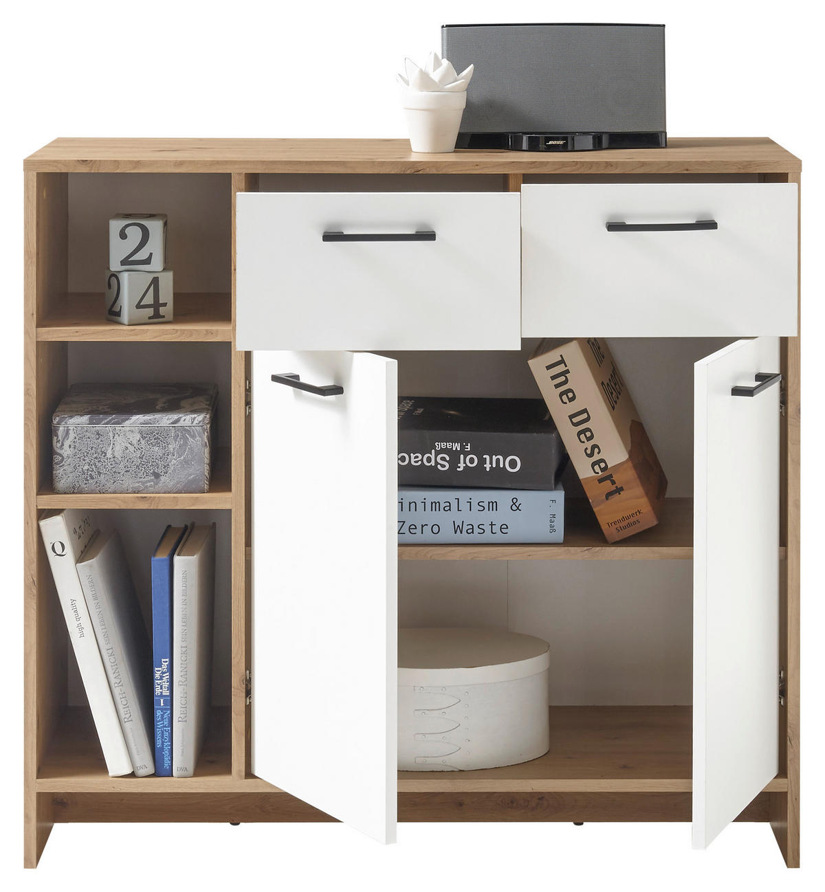 KOMMODE  in 100/92/38 cm  - Eichefarben/Schwarz, Design, Holzwerkstoff/Kunststoff (100/92/38cm) - MID.YOU