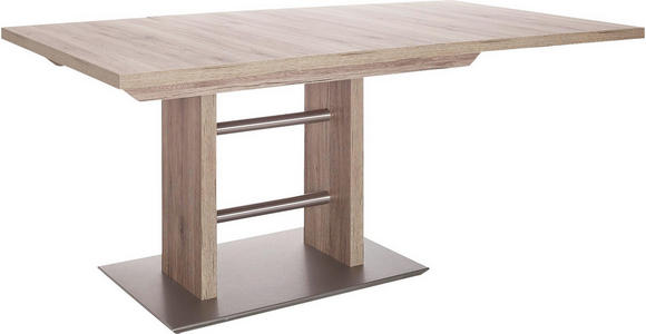 ESSTISCH in Metall, Holzwerkstoff 130(178)/80/75 cm - Edelstahlfarben/Eichefarben, Design, Holzwerkstoff/Metall (130(178)/80/75cm) - Dieter Knoll