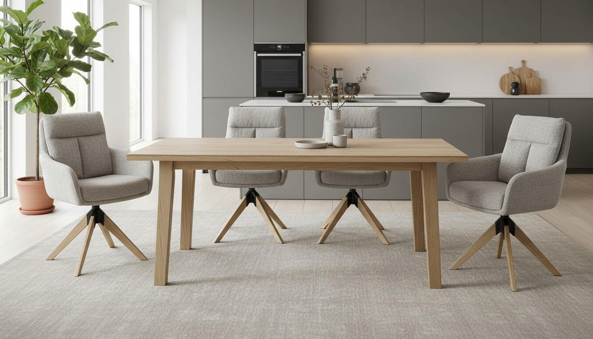 ARMLEHNSTUHL  Sitzfläche 360° drehbar Webstoff  Taupe  - Taupe/Naturfarben, Konventionell, Holz/Textil (59/92/63cm) - Livetastic